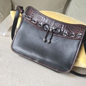 Brighton Black and Brown Croc-Embossed Messenger Bag